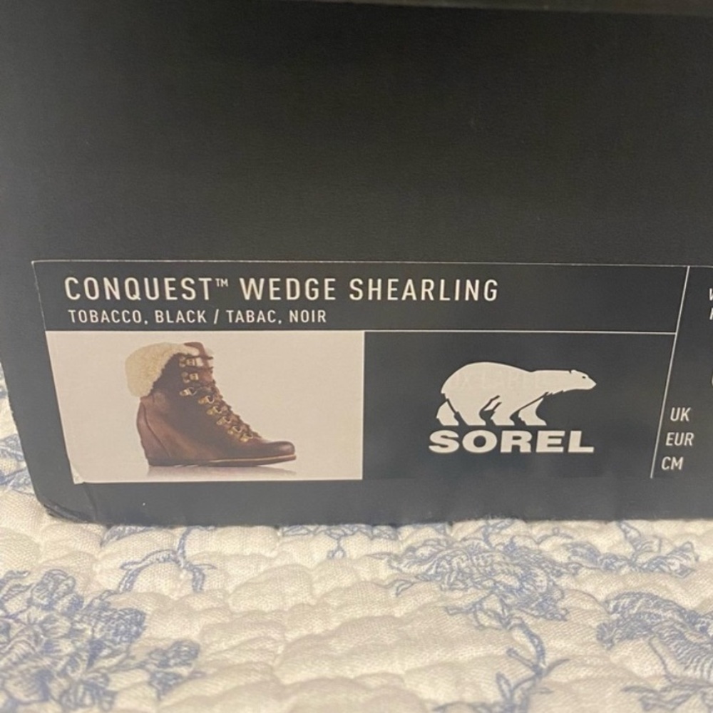 SOREL Conquest Shearling Lined Hidden Wedge Genuine Leather Lace Up Winter Boots - Picture 6 of 14
